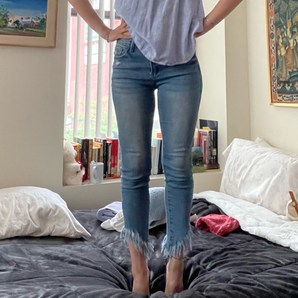 Blue jeans with fringe